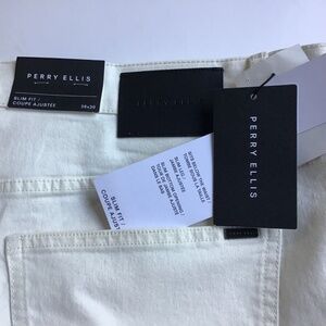 Perry Ellis slim solid cream colour  pants  100% cotton size 36 ~3 NWT